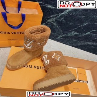 Louis Vuitton Snowdrop Shearling and Suede Flat Ankle Boots Brown