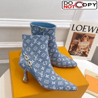Louis Vuitton Sparkle Heel Ankle Boots 6.5cm in Monogram Denim Blue 1ACAKQ