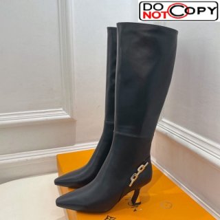 Louis Vuitton Sparkle Heel High Boots 6.5cm in Leather Black 1ACAKQ