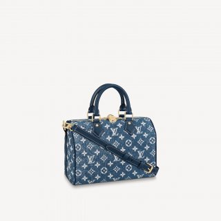 Louis Vuitton Speedy Bandouliere 25 Bag in Faded Denim Jacquard M59609 Navy Blue