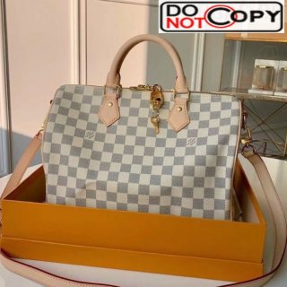 Louis Vuitton Speedy Bandouliere 30 Damier Azur Canvas Top Handle Bag N41373