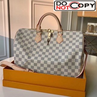 Louis Vuitton Speedy Bandouliere 35 Damier Azur Canvas Top Handle Bag N41372