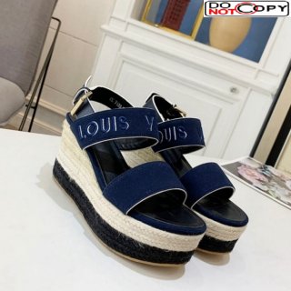 Louis Vuitton Starboard Wedge Sandals 10cm in Canvas Blue