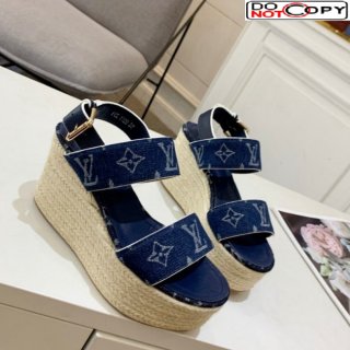 Louis Vuitton Starboard Wedge Sandals 10cm in Denim Blue