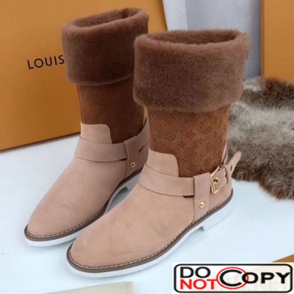 Louis Vuitton Suede Shearling Boot Brown