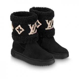 Louis Vuitton Suede Wool Boots Black