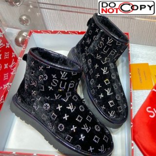 Louis Vuitton Supreme Crystal Wool Ankle Boots Black