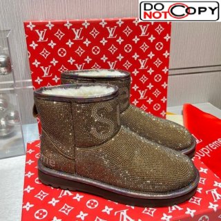Louis Vuitton Supreme Crystal Wool Ankle Boots Gold
