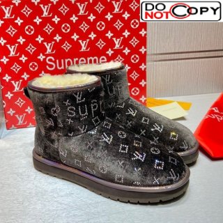 Louis Vuitton Supreme Crystal Wool Ankle Boots Grey