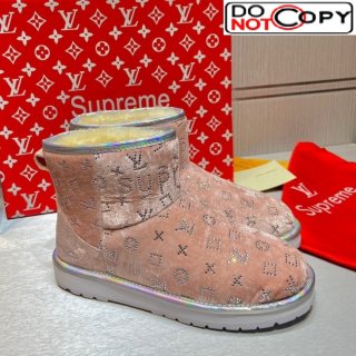 Louis Vuitton Supreme Crystal Wool Ankle Boots Pink
