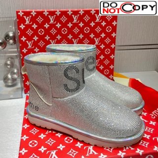 Louis Vuitton Supreme Crystal Wool Ankle Boots Silver