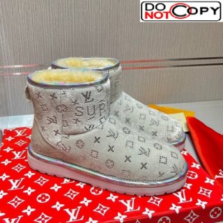 Louis Vuitton Supreme Crystal Wool Ankle Boots Silver