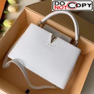 Louis Vuitton Taurillon Leather Capucines PM Top Handle Bag M42259 White