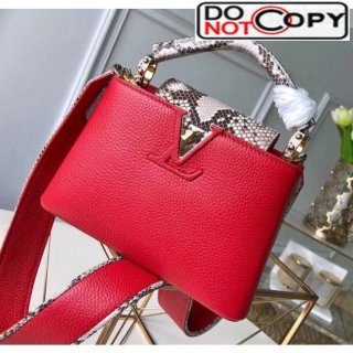 Louis Vuitton Taurillon Python Leather Capucines MIni Top Handle Bag N95509 Red