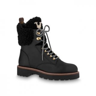 Louis Vuitton Territory Flat Range Leather and Shearling Short Boots Black