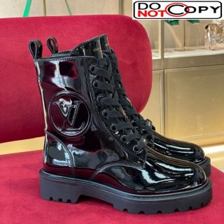 Louis Vuitton Territory Flat Ranger Boots in Patent Leather Black