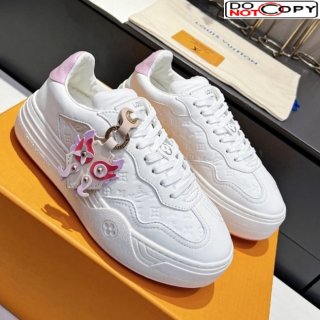 Louis Vuitton V Groovy Platform Sneakers in Monogram Leather with Charm White