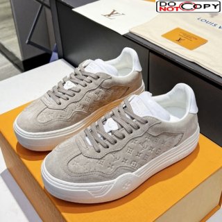 Louis Vuitton V Groovy Platform Sneakers in Monogram Suede Grey