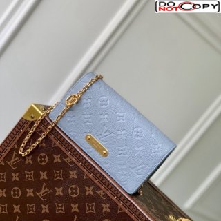 Louis Vuitton Wallet On Chain Lily Mini Bag in Monogram Empreinte Leather M83233 Light Blue