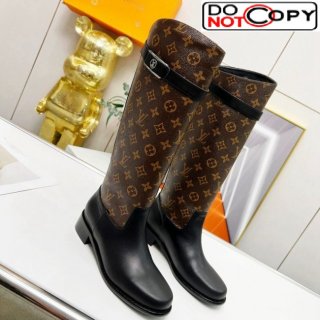Louis Vuitton Westside High Boots in Monogram Canvas and Black Leather