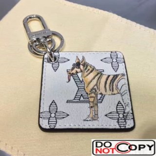 Louis Vuitton White Animal Print Monogram Canvas Square Bag Charm Key Holder Zebra