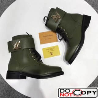Louis Vuitton Wonderland Ranger Ankle Boots 1A1IY6 Olive Green Leather