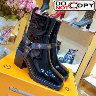 Louis Vuitton Limitless Patent Leather Loop Strap Mid-Heel Short Boots Black/Monogarm Canvas