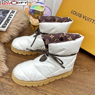 Louis Vuitton Down Feather Lace-up Waterproof Boots White/Monogram