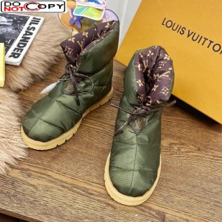 Louis Vuitton Down Feather Lace-up Waterproof Boots Green/Monogram