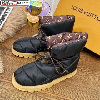 Louis Vuitton Down Feather Lace-up Waterproof Boots Black/Monogram