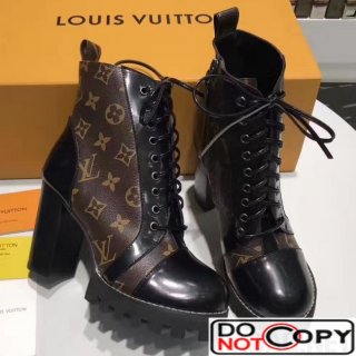 Louis Vuitton Star Trail Ankle Boot 1A2Y7U Black Leather Monogram Canvas