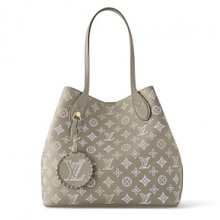 Louis Vuitton Blossom MM Tote Bag in Mahina Perforated Leather M23387 Grey/Pink