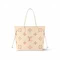 Louis Vuitton Neverfull MM Bag in Bicolor Monogram Leather M21579 Cream/Pink