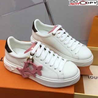 Louis Vuitton Time Out Sneaker in Calf Leather with LV Charm White/Pink