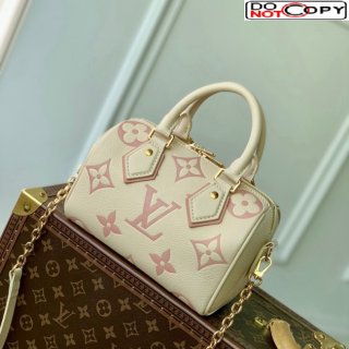 Louis Vuitton Speedy Bandouliere 20 Bag in Bicolor Empreinte Monogram Leather M46397 Beige/Pink