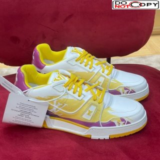 Louis Vuitton LV Trainer Sneakers in Printed Calf Leather Yellow/Purple