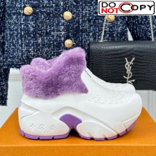 Louis Vuitton Shark Platform Ankle Boots 5cm in Rubber and Fur White/Purple