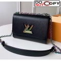 Louis Vuitton Epi Leather Twist MM Shoulder Bag M50282 Black/Rainbow