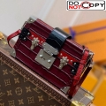 Louis Vuitton Petite Malle Trunk Bag in Crocodilien Leather N93145 Burgundy/Red