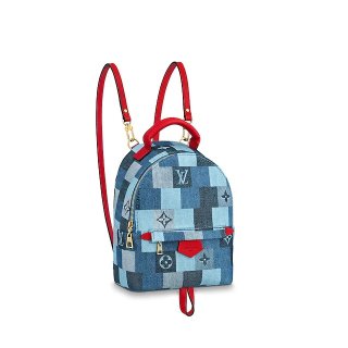Louis Vuitton Palm Springs Mini Backpack in Damier Monogram Denim Canvas M45043 Blue/Red