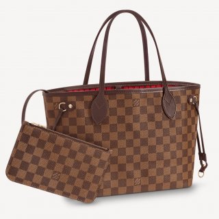 Louis Vuitton Neverfull PM Tote Bag N41359 Damier Ebene Canvas/Red