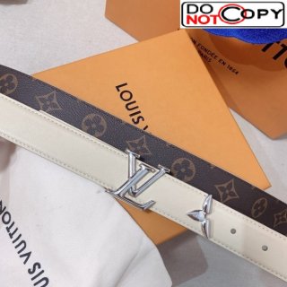 Louis Vuitton Reversible Belt 3cm with LV Buckle and Monogram Bloom White/Silver