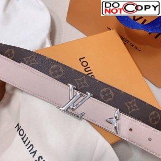 Louis Vuitton Reversible Belt 3cm with LV Buckle and Monogram Bloom Light Pink/Silver