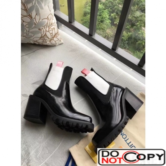 Louis Vuitton Patent Leather Limitless Ankle Boot Black White