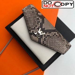 Louis Vuitton Mylockme Chain Pochette Pythonskin Calfskin Top Handle Shoulder Bag N97000 Black/White